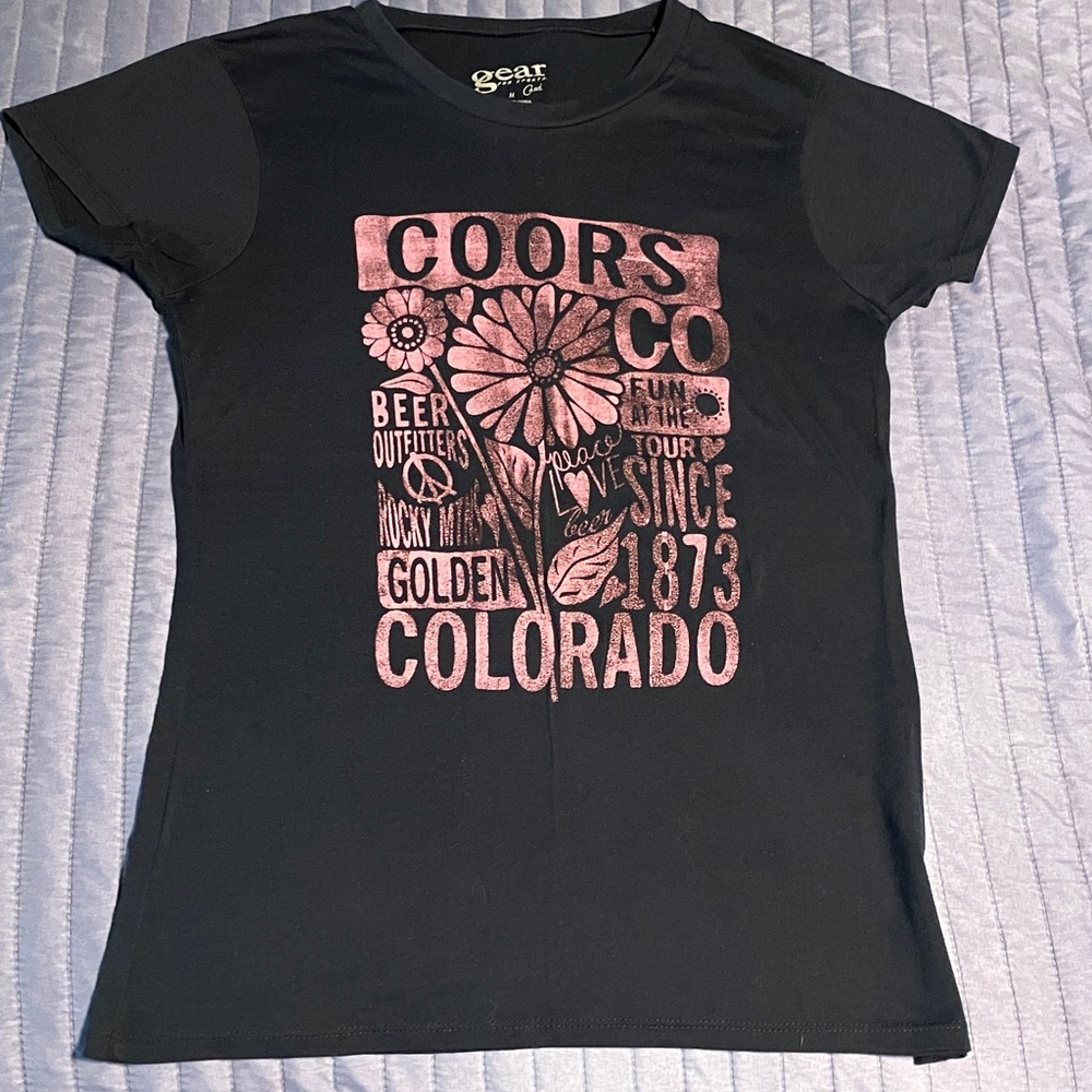 Women's Coors Navy and Pink Graphic Tee - Medium